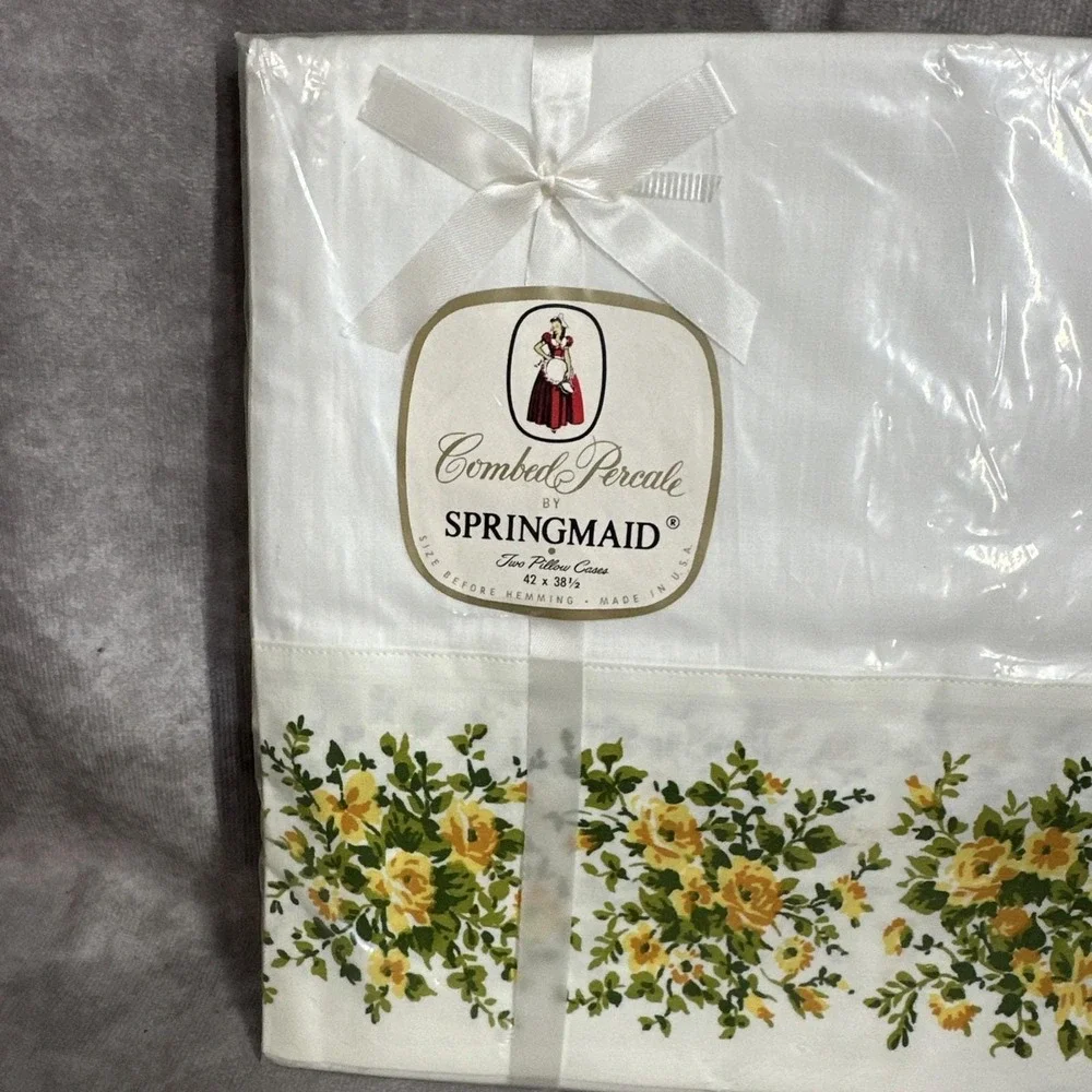 Vintage Spring maid Standard‎ Pillowcases Yellow Roses Floral